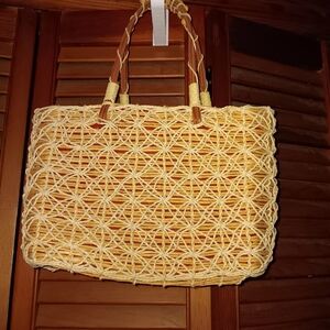 Rattan woven hand bag